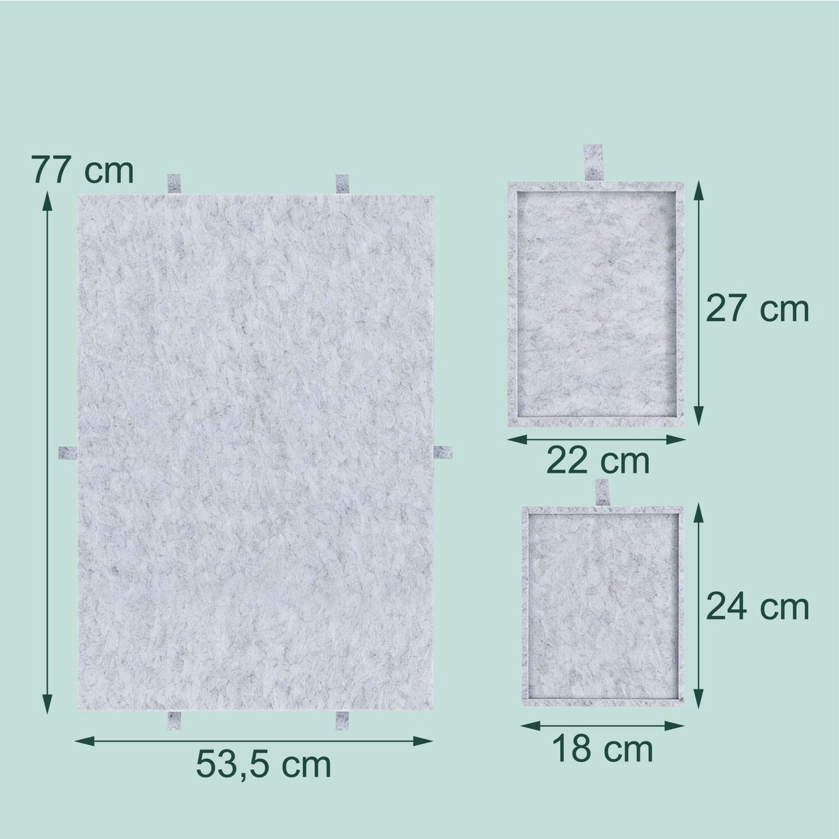 Felt Puzzle Board with 6 Drawers, Light Grey