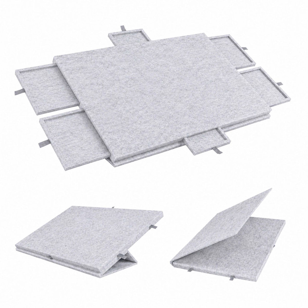 Felt Puzzle Board with 6 Drawers, Light Grey