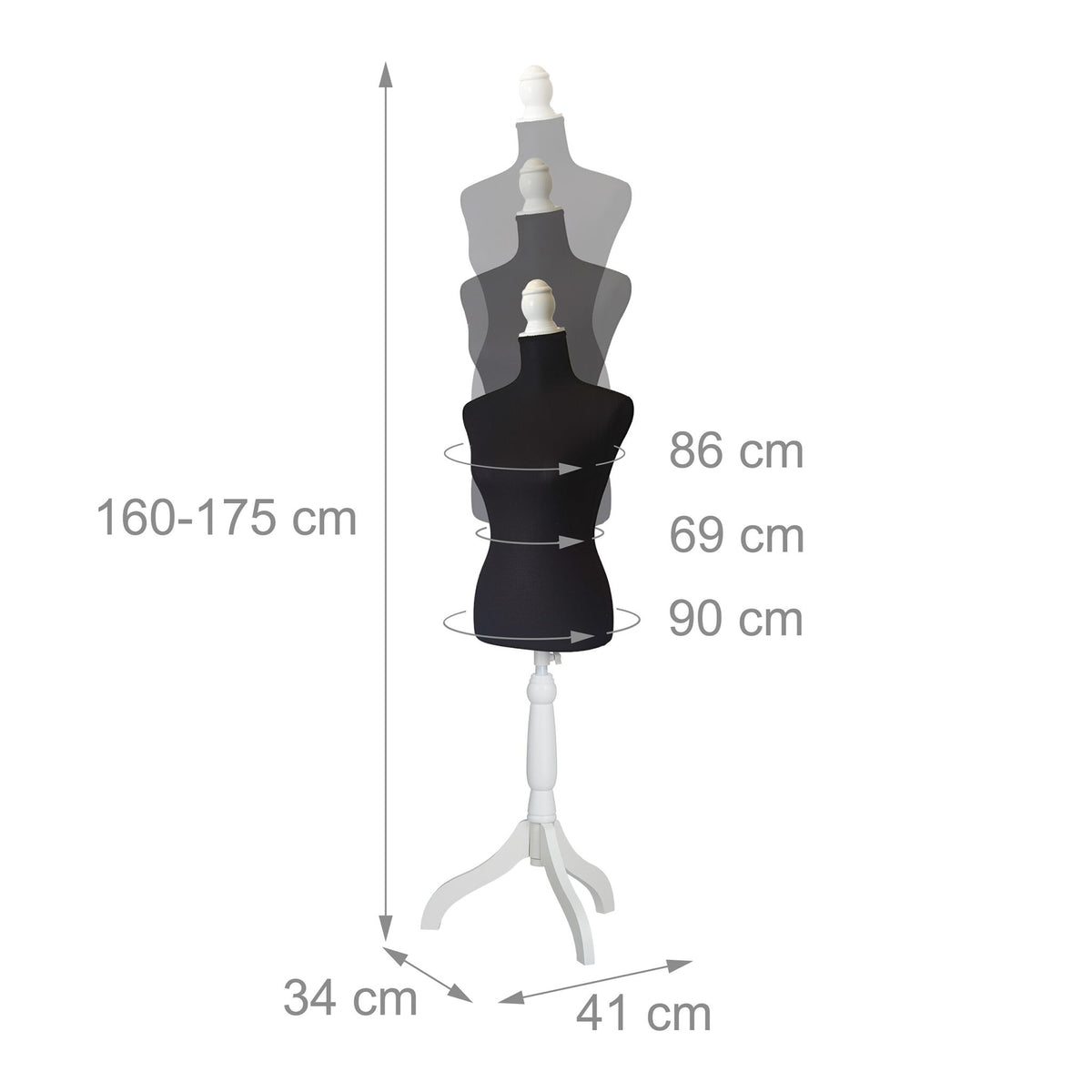 Female Dressmaking Mannequin, Adjustable Stand, Size 36/38