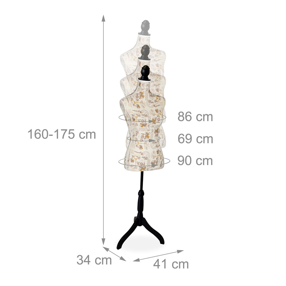 Female Tailoring Dummy 36/38, Height-Adjustable