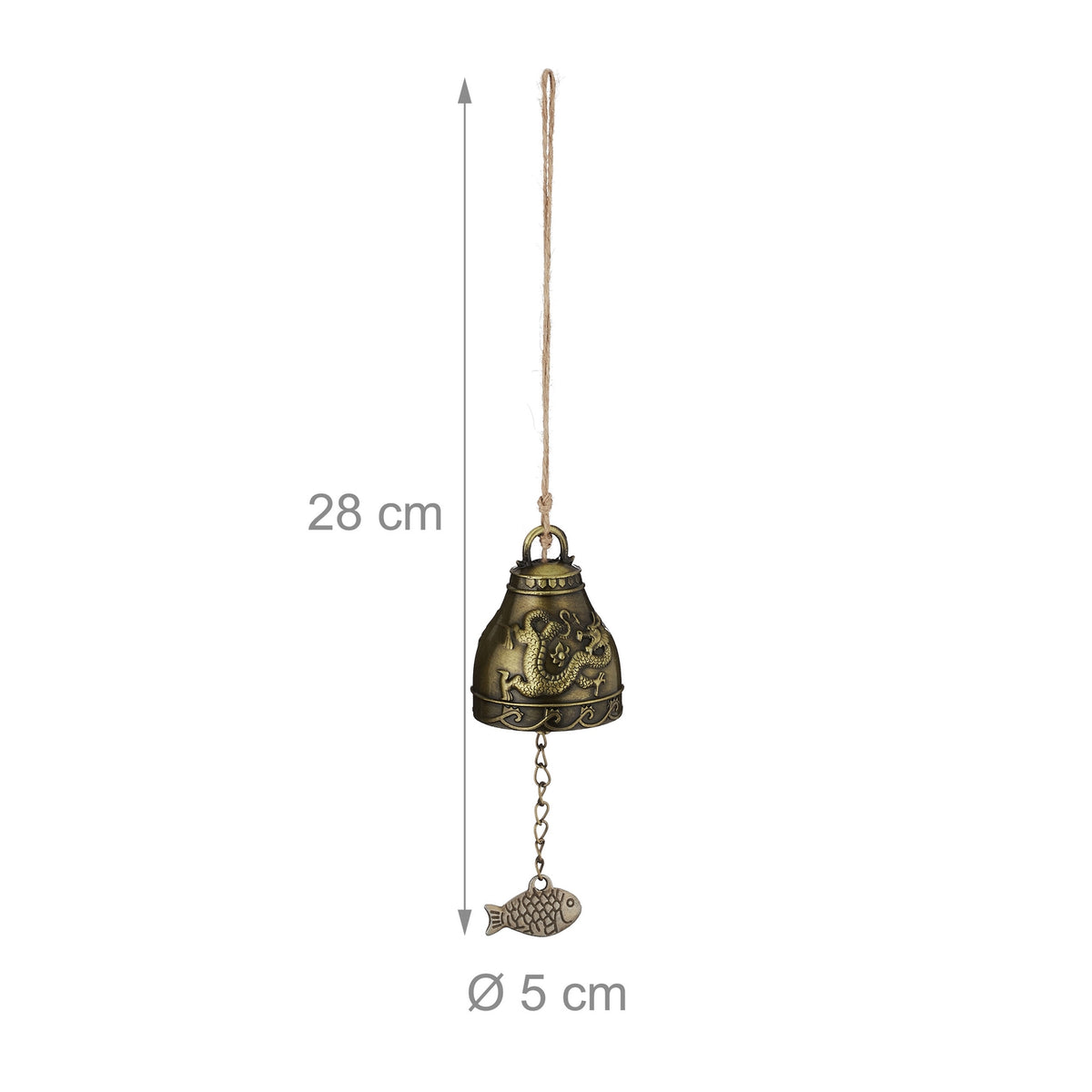 Feng Shui Wind Chimes Set, 4x Bells with Lucky Symbols