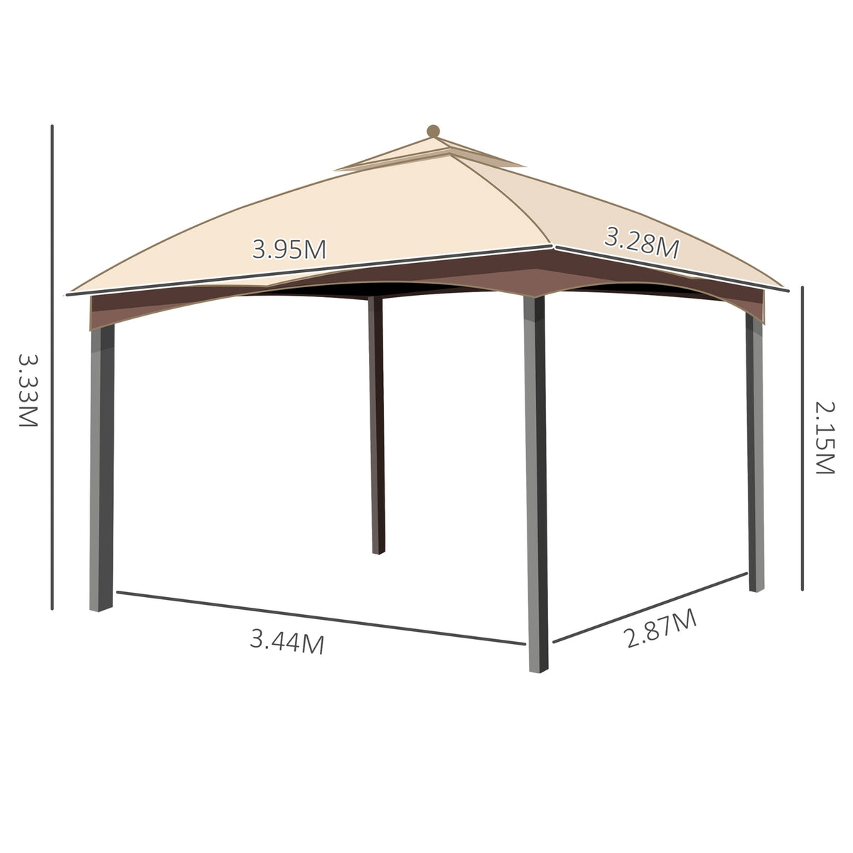 Festive Party Tent 3X4M Side Walls Mosquito Net Double Roof Metal Polyester
