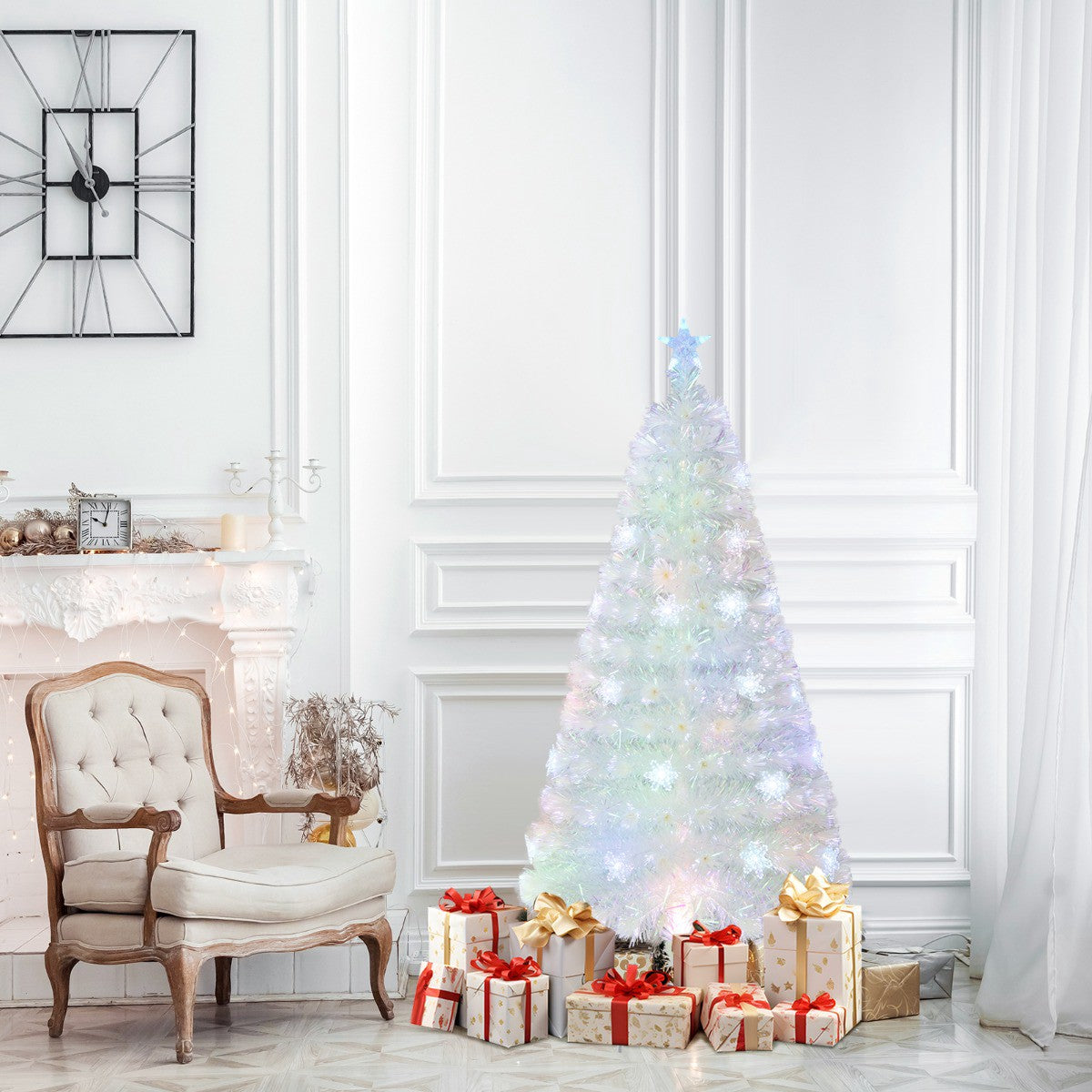 Fiber Optic Christmas Tree 120 cm, LED Lights, Star Top