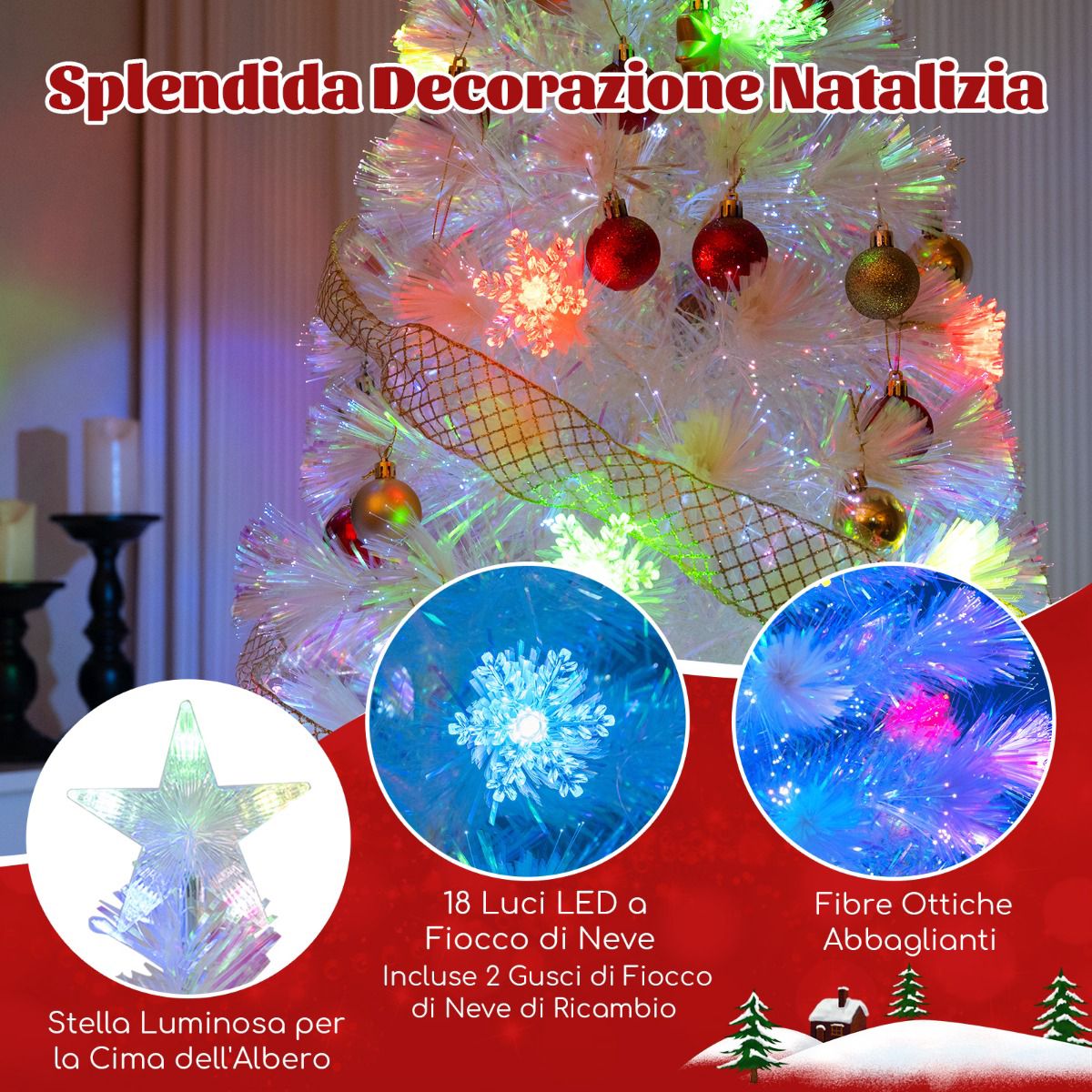 Fiber Optic Christmas Tree 120 cm, LED Lights, Star Top