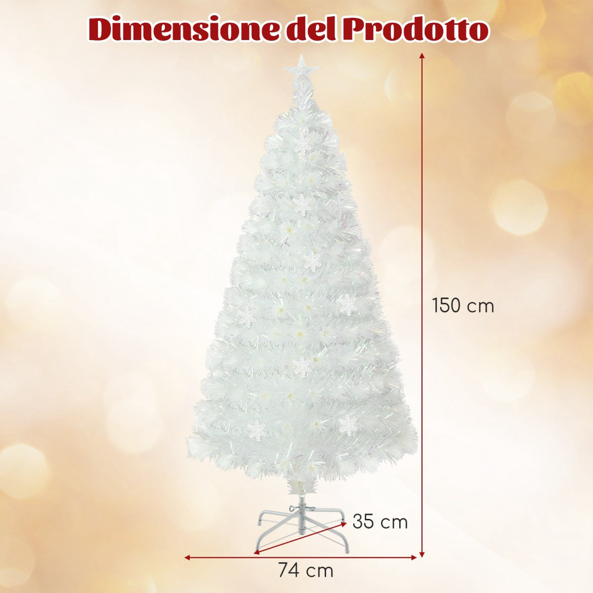 Fiber Optic Christmas Tree 150 cm, 24 LED, Star Top