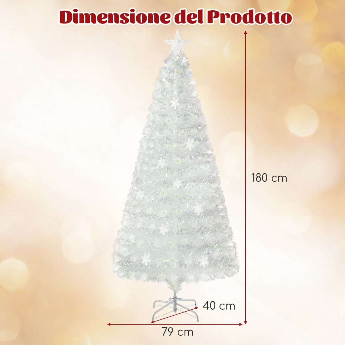 Fiber Optic Christmas Tree 180cm, LED Snowflakes, Star