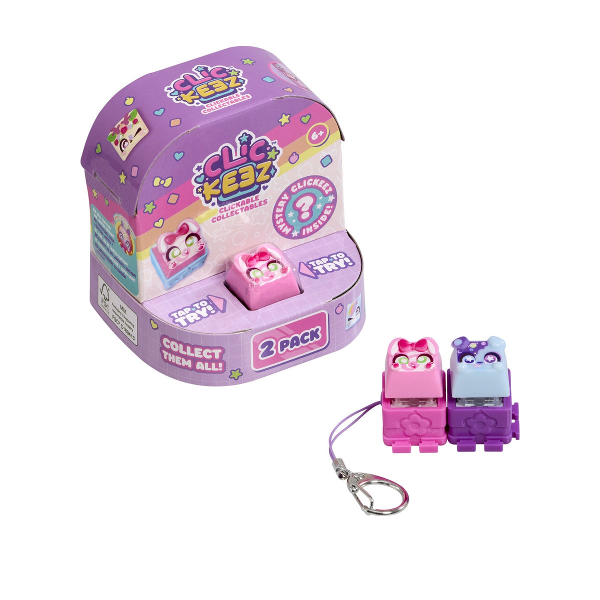 Fidget Keychain Twin Pack, Click & Regular