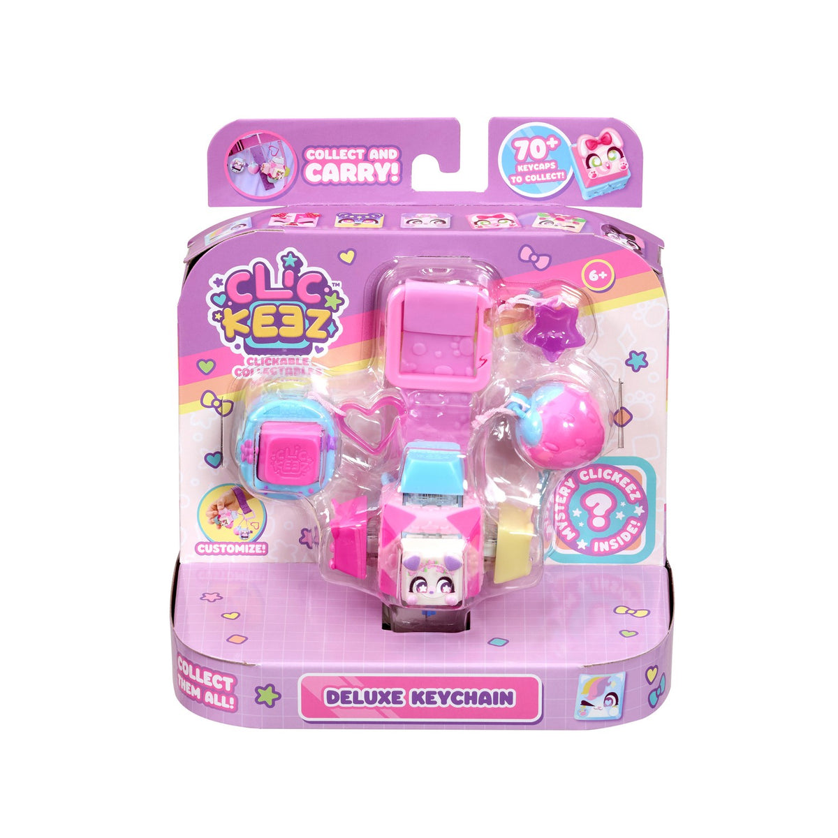 Fidget Keychain with 6 Click Buttons, 14 Interchangeable Parts