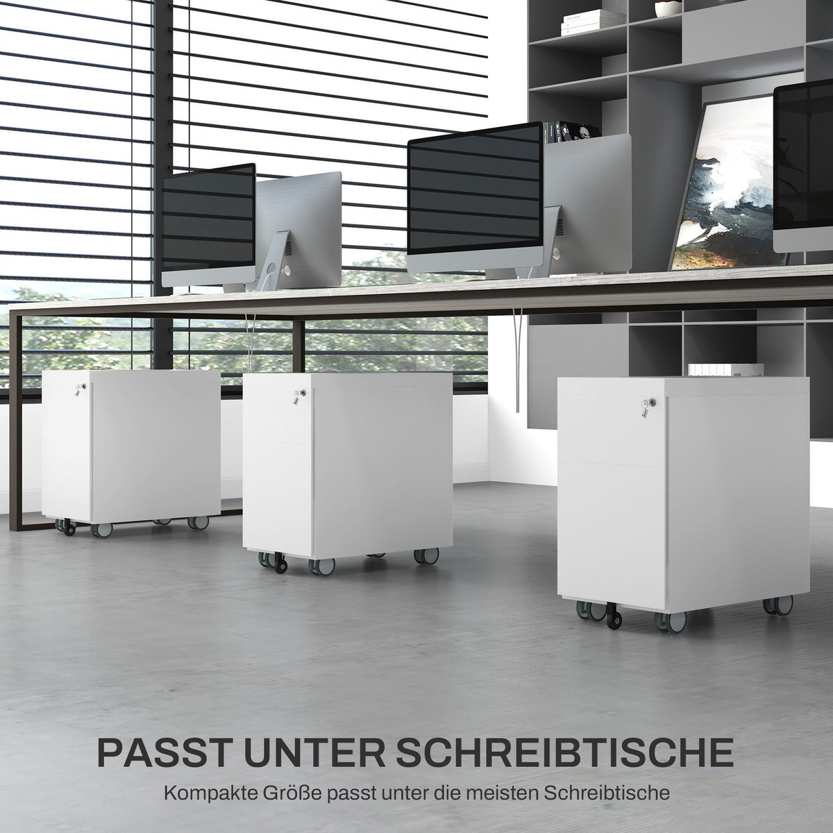 Filing cabinet with double lock, hanging file, powder-coated steel, 30x50x53.5 cm, white