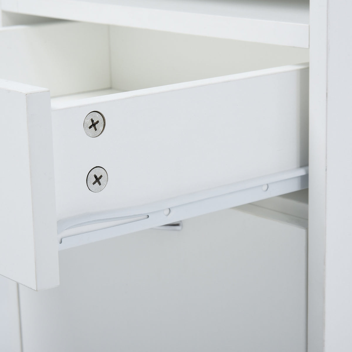 Filing cabinet with drawers, 40W x 35D x 60H cm, plenty of storage space, with wheels, brakes, handles, open shelf, chipboard, MDF, white