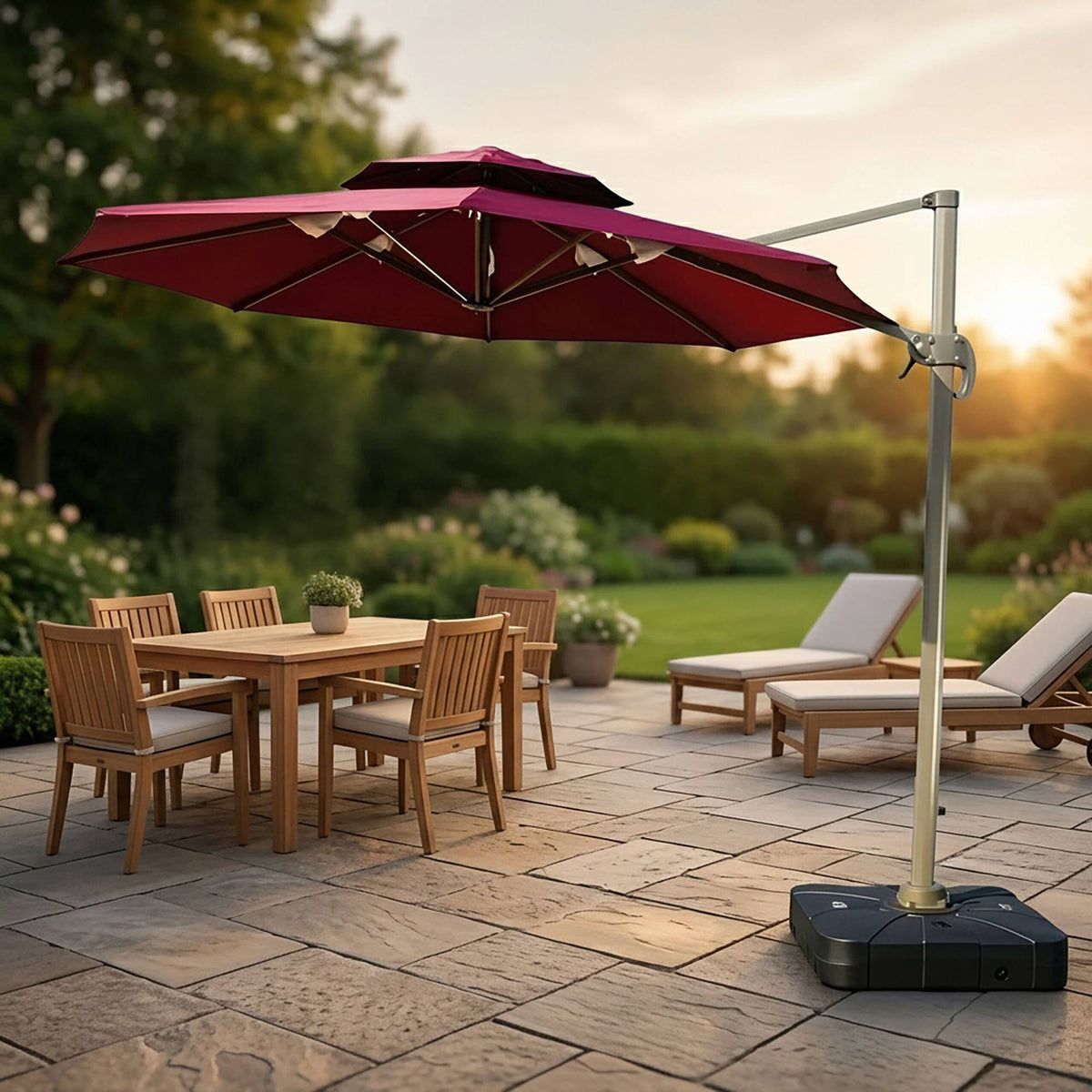 Fillable Parasol Base with Castors, Black, 85x85 cm
