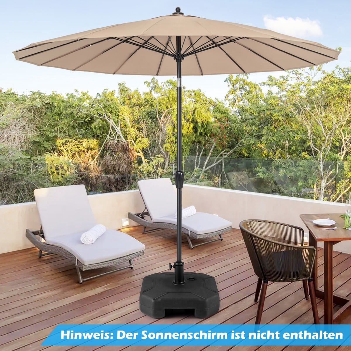 Fillable Umbrella Base, 17.5L Water or 30kg Sand, HDPE