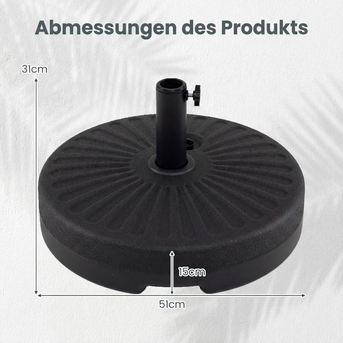 Fillable Umbrella Base, 22L/25kg, Fits 38/48mm Poles