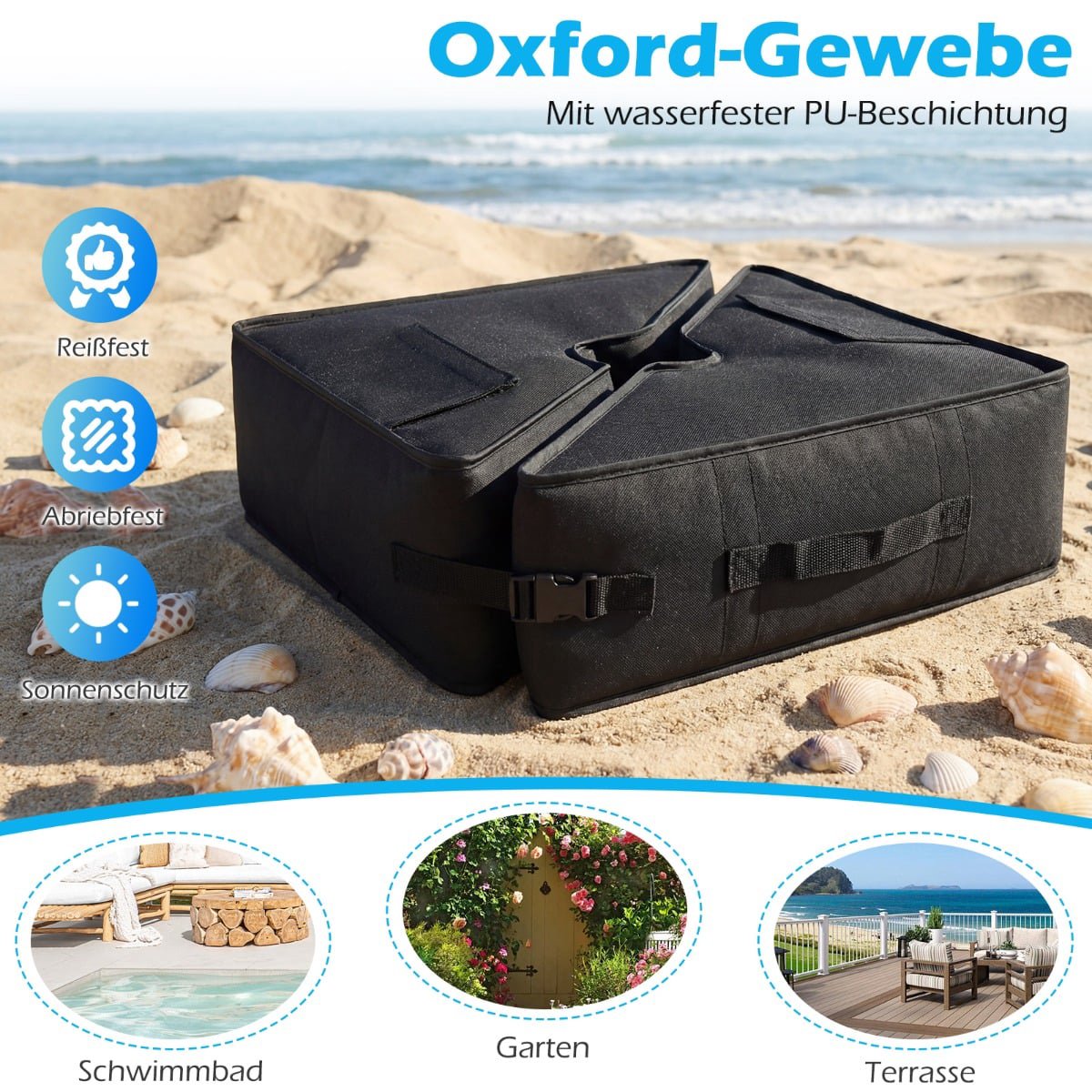 Fillable Umbrella Base, 40 kg Capacity, Black