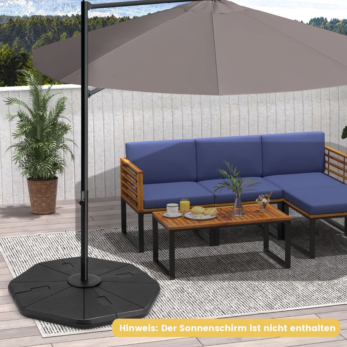 Fillable Umbrella Base, 4-Piece, 94 kg Capacity, Black