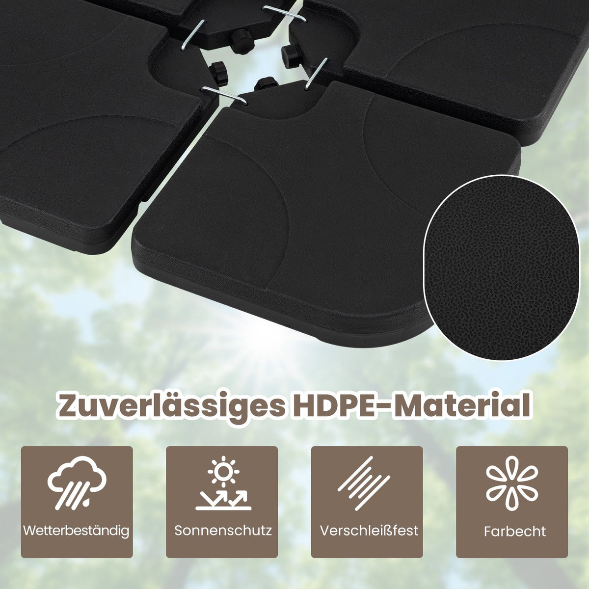 Fillable Umbrella Base, 60L/68kg, Black, 50x50 cm, HDPE