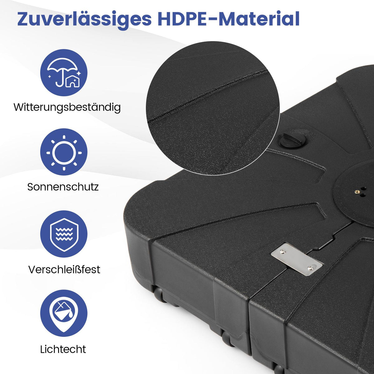 Fillable Umbrella Base with Wheels, 170kg Capacity, HDPE, Black