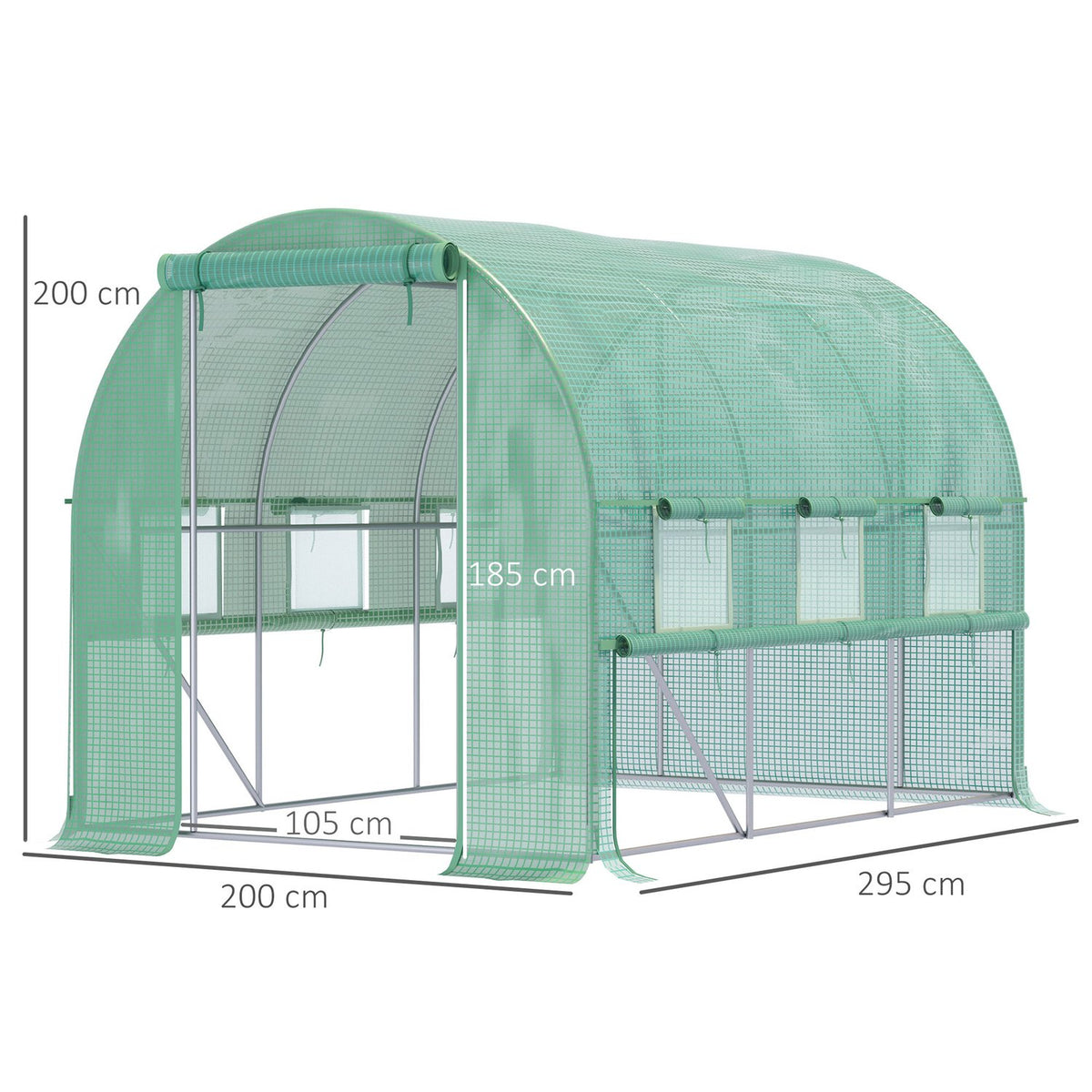 Film Greenhouse 2.95X2X2M, Tunnel, Walk-In, 6 Windows, Uv Protection, Green