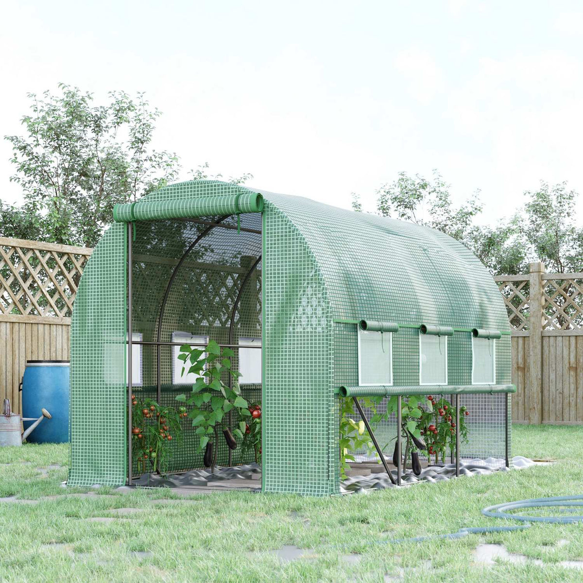 Film Greenhouse 2.95X2X2M, Tunnel, Walk-In, 6 Windows, Uv Protection, Green