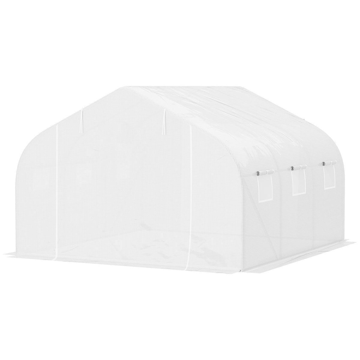 Film Greenhouse 4.45X2.99X2.05M Uv Protection Tomato House, Mesh Window, Windproof, Metal, White