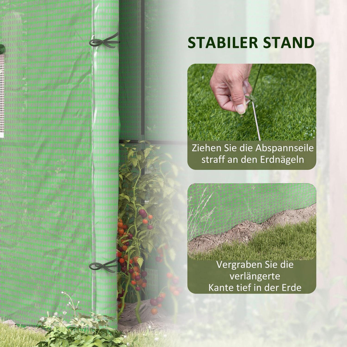 Film Greenhouse, Greenhouse, Greenhouse with Two Doors, Windproof Tomato House with Side Window, UV Protection for Garden, PE, Green