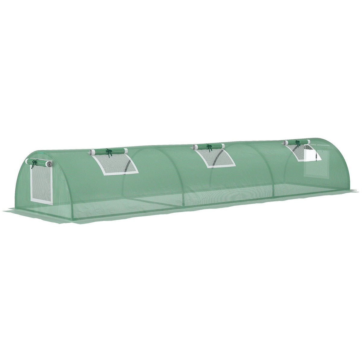 Film Greenhouse Mini Tunnel Greenhouse With Mesh Window, Uv-Resistant, Pe Film, Green, 300X80X45Cm