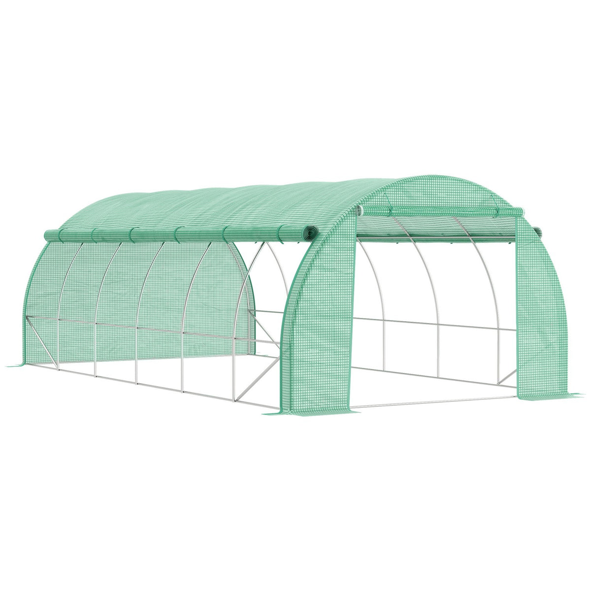 Film Greenhouse Polytunnel 6X3X2M Walkable, Uv Protection, Roll-Up Covers, Steel Tube, Green