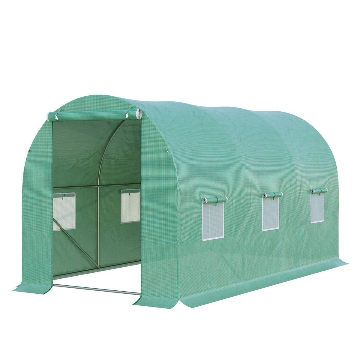 Film Greenhouse Tomato Greenhouse Round Arch Greenhouse 6 Mesh Windows Film Tunnel Cold Frame Green 395X195X190Cm