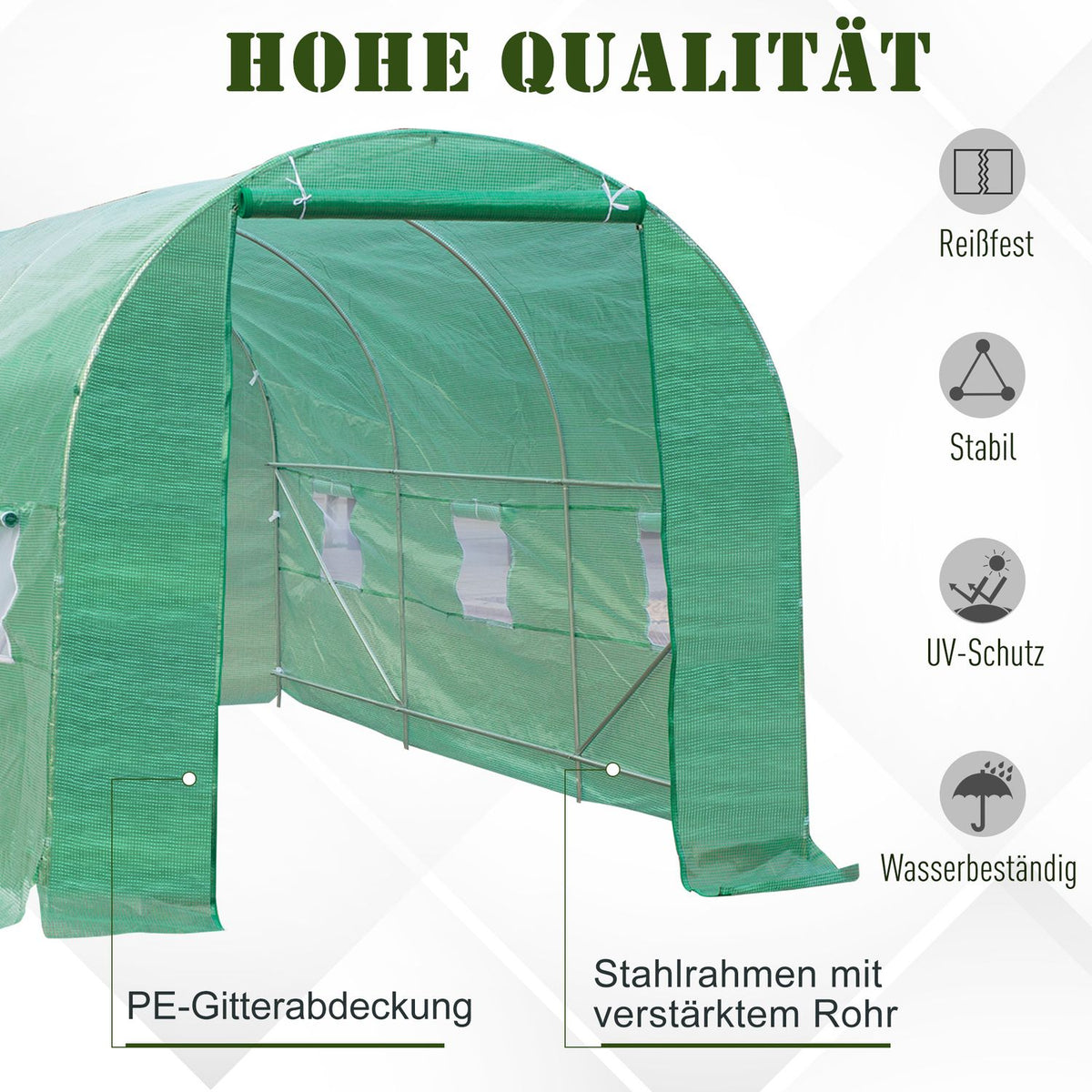 Film Greenhouse Tomato Greenhouse With Window, Greenhouse Film Tunnel, Green, 445X190X200Cm