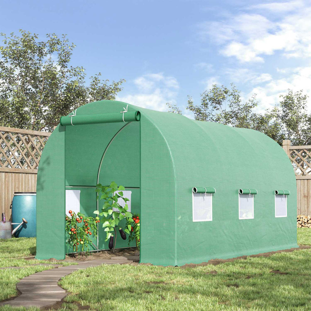 Film Greenhouse Tomato Greenhouse With Window, Greenhouse Film Tunnel, Green, 445X190X200Cm