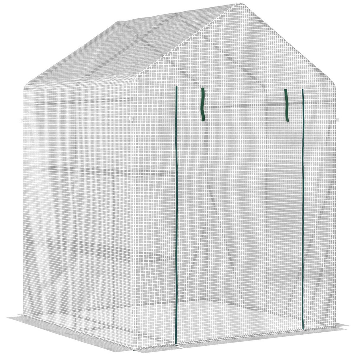 Film Greenhouse Walk-In Greenhouse With 4 Shelf Levels Tomato Greenhouse Greenhouse Cold Frame White Steel Pe Plastic 143X143X195Cm