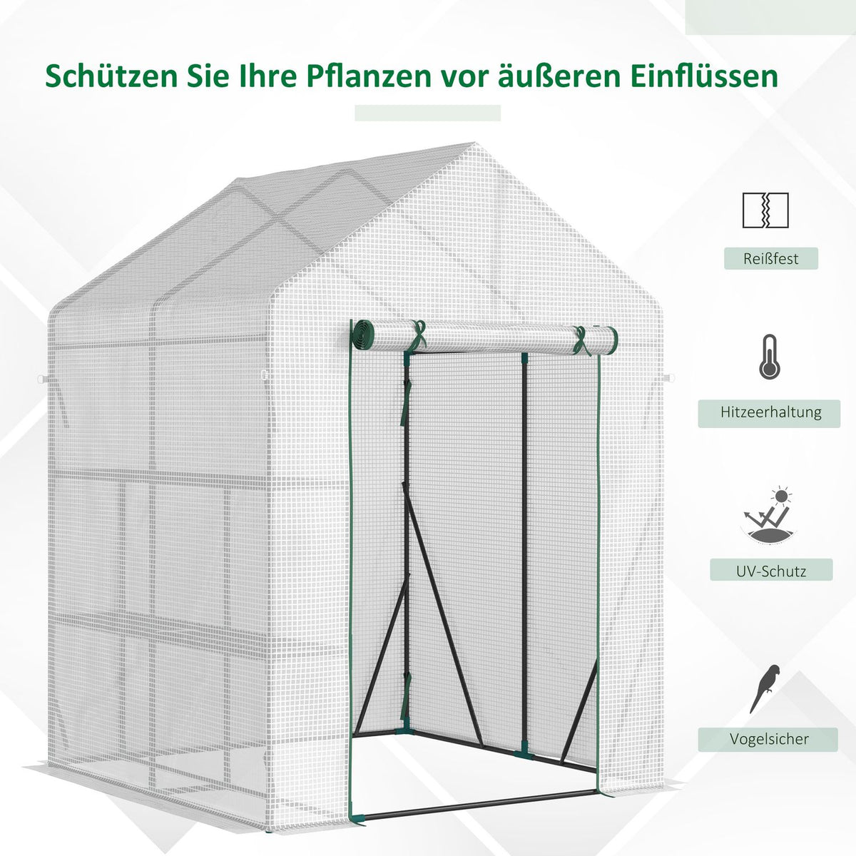 Film Greenhouse Walk-In Greenhouse With 4 Shelf Levels Tomato Greenhouse Greenhouse Cold Frame White Steel Pe Plastic 143X143X195Cm