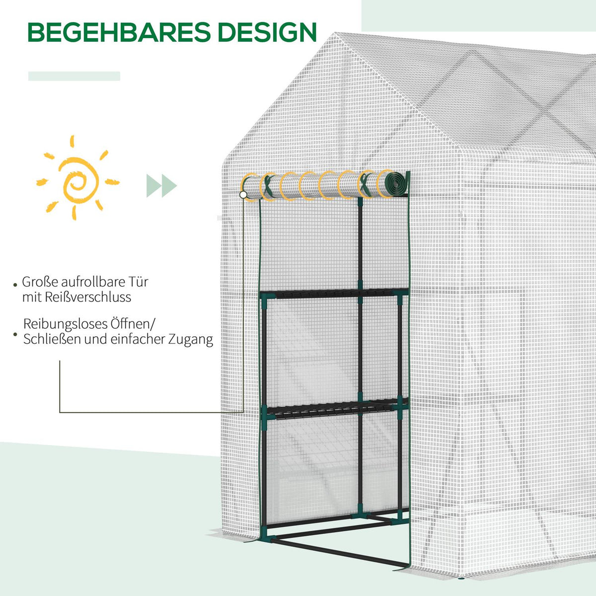 Film Greenhouse Walk-In Greenhouse With 4 Shelf Levels Tomato Greenhouse Greenhouse Cold Frame White Steel Pe Plastic 143X143X195Cm