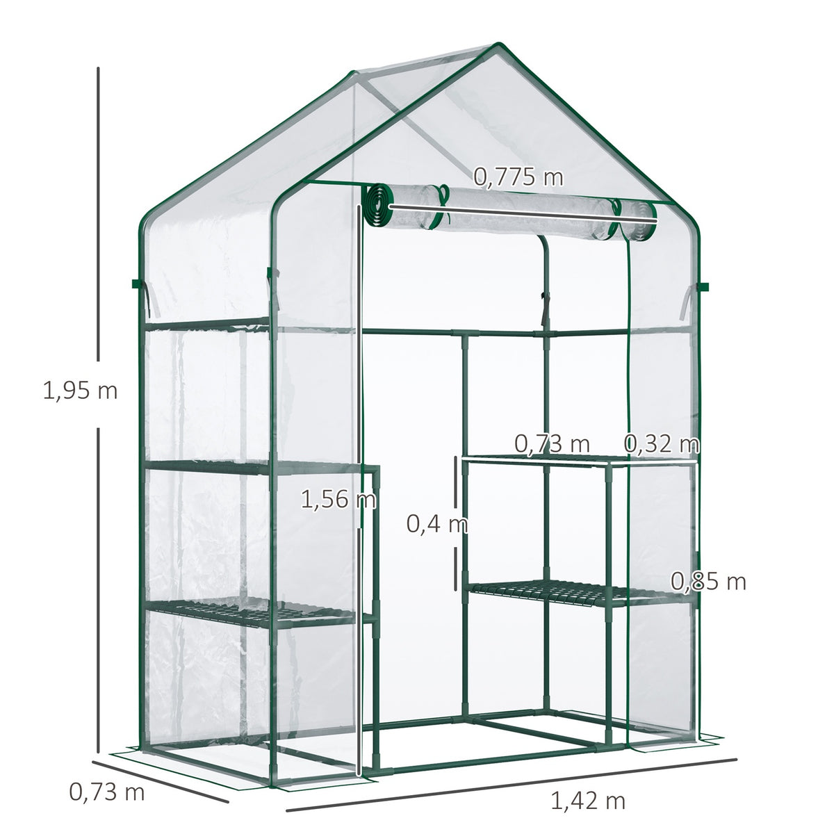 Film Greenhouse Walk-In Tomato Greenhouse With 6 Shelves, 142X73X195Cm, Transparent