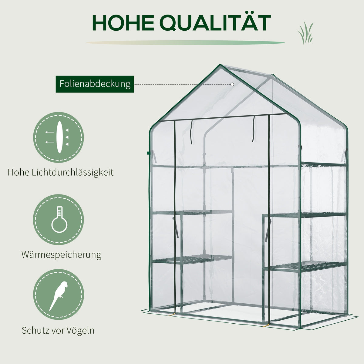 Film Greenhouse Walk-In Tomato Greenhouse With 6 Shelves, 142X73X195Cm, Transparent