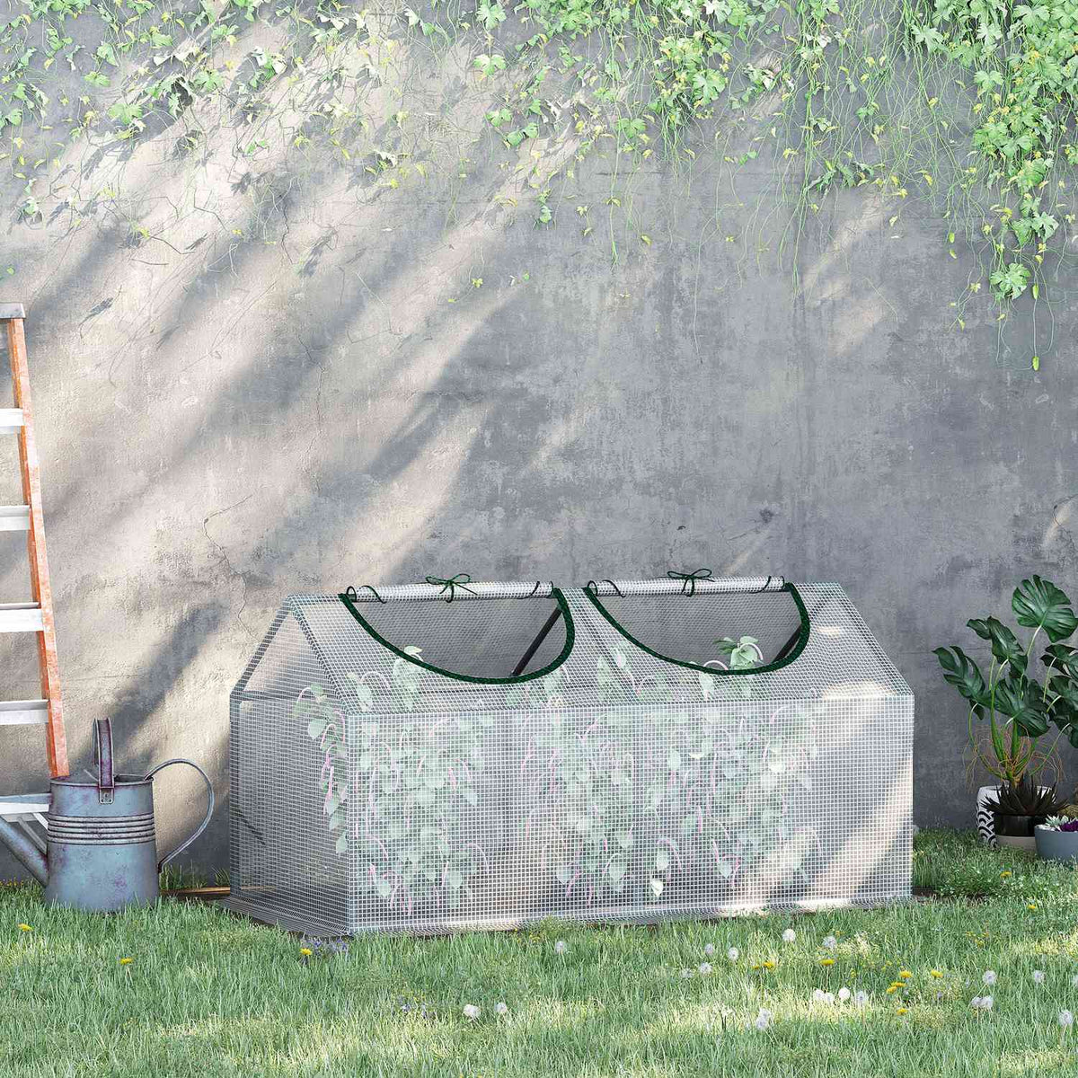 Film Greenhouse With Window, Pe Greenhouse, Tomato House, Cold Frame, 120X60X60 Cm, White