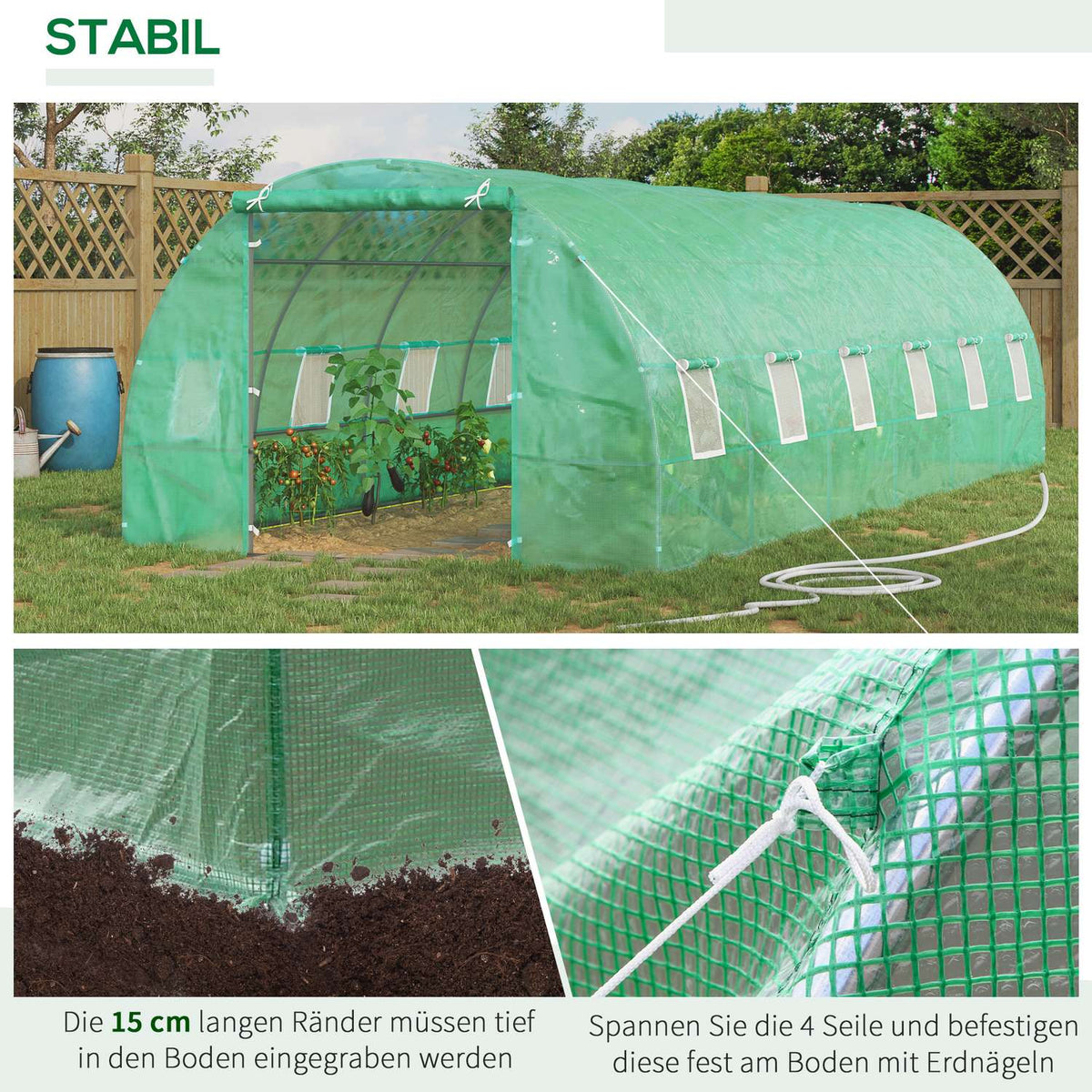 Film greenhouse tomato greenhouse greenhouse film tunnel 800x300x200cm with windows for optimal plant cultivation