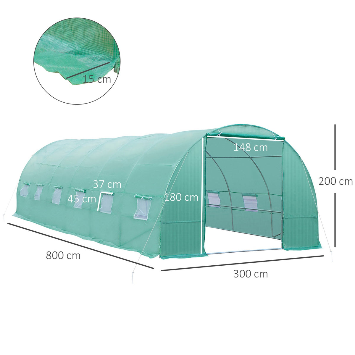 Film greenhouse tomato greenhouse greenhouse film tunnel 800x300x200cm with windows for optimal plant cultivation
