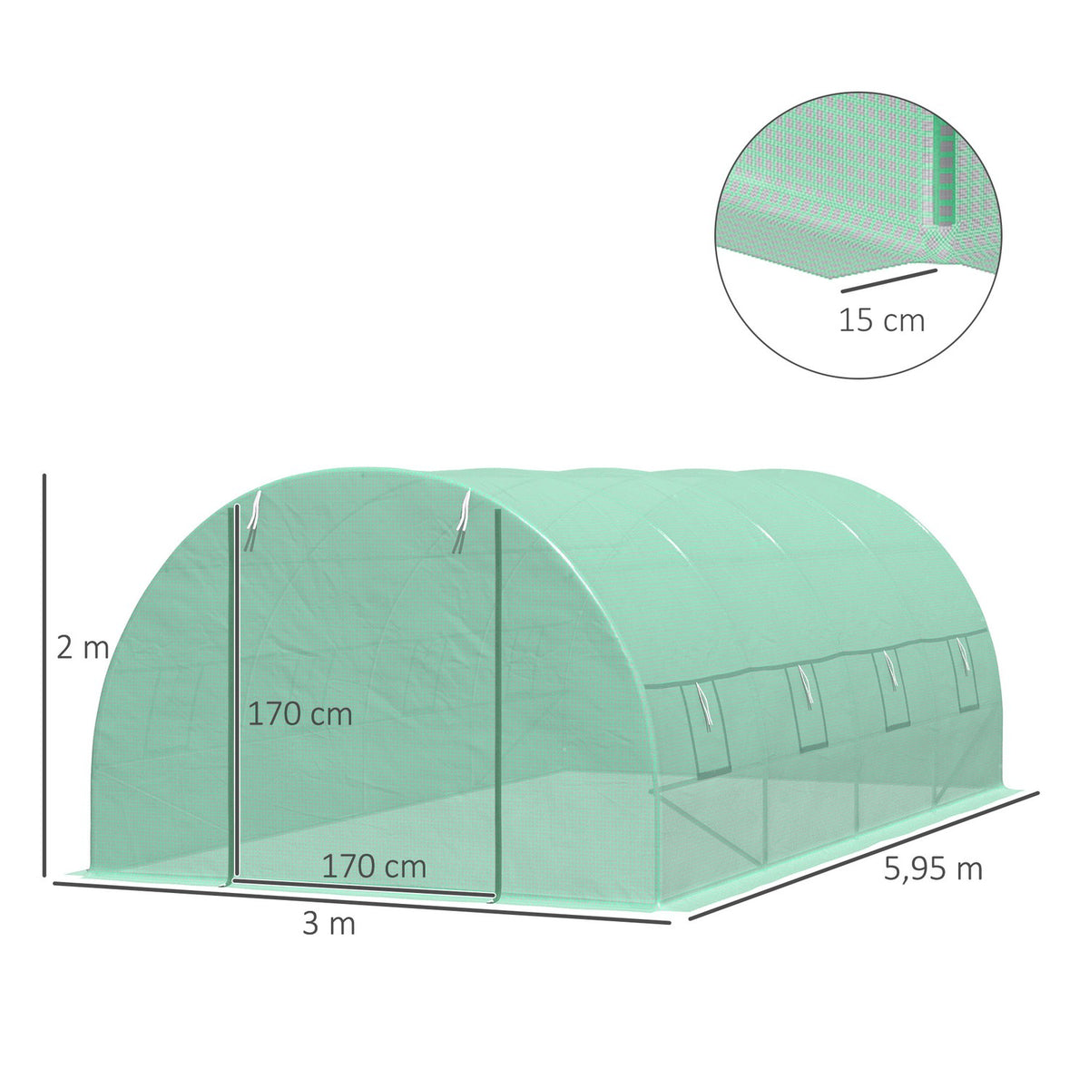 Film greenhouse tomato greenhouse with window, greenhouse film tunnel, green, 590x300x200cm