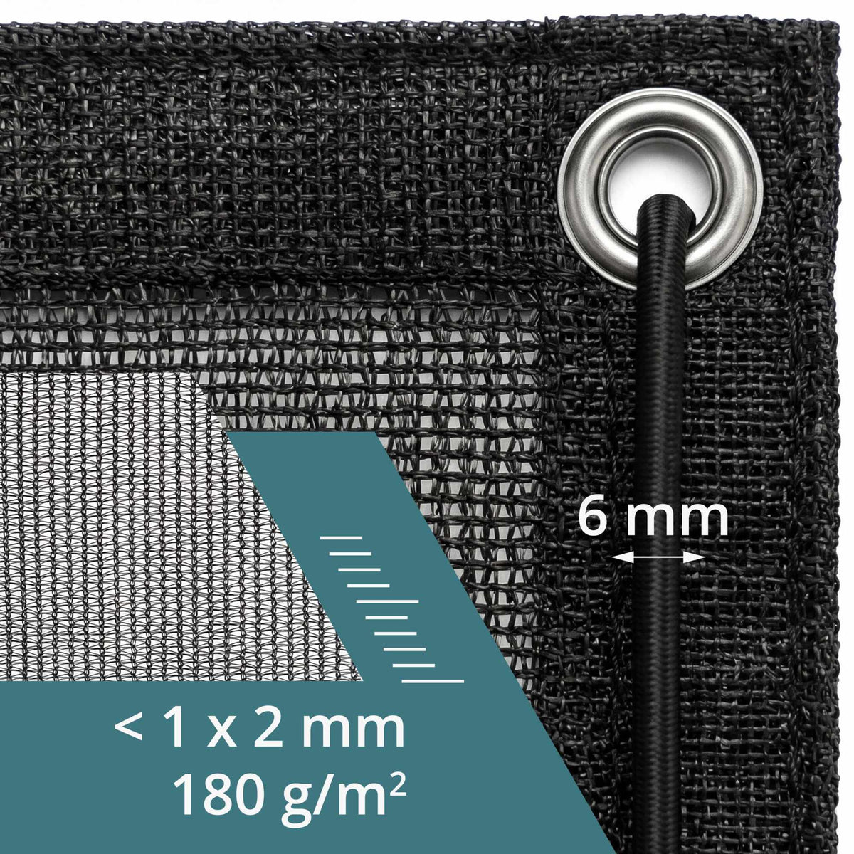 Fine-Mesh Trailer Net, 3x5m, Black, Elastic Cord