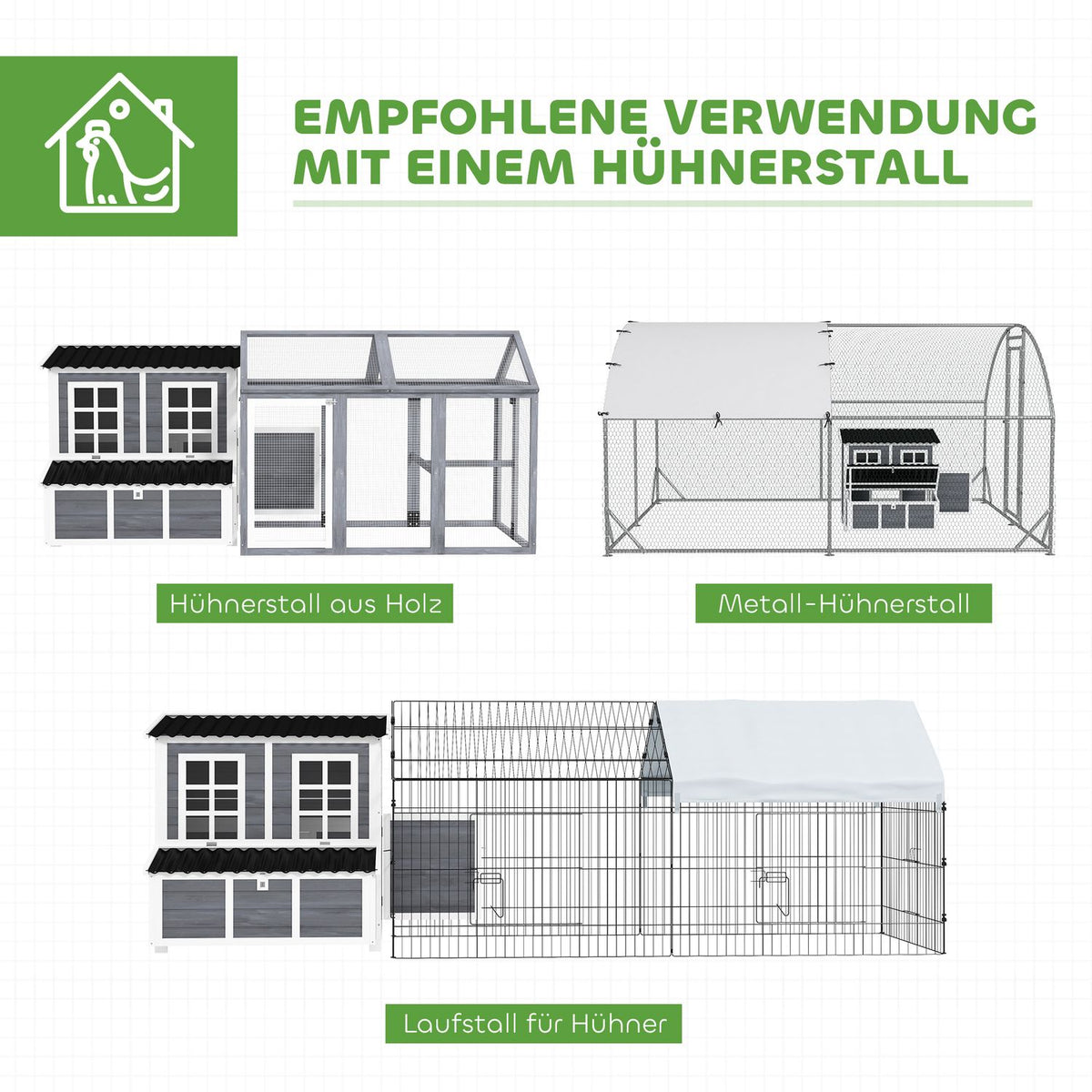 Fir Wood Chicken Coop, Chicken House with Nest Box, Poultry House for 4-6 Chickens, Waterproof Roof, 100 x 86 x 100 cm, Light Gray