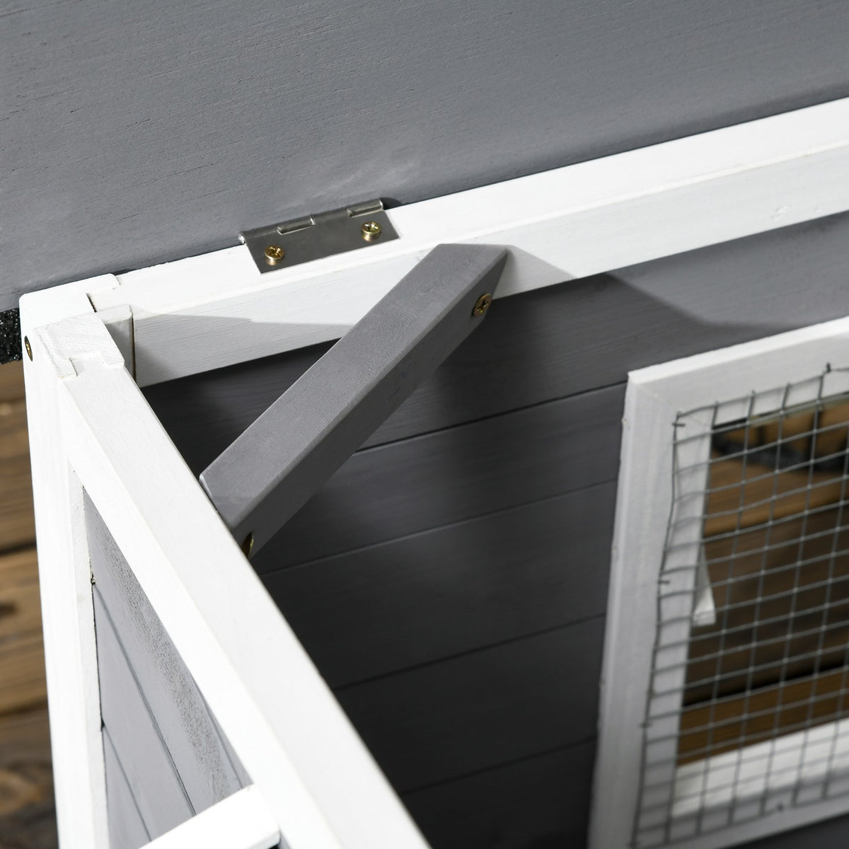 Fir Wood Dog Kennel Weatherproof Dog House With Opening Asphalt Roof & Removable Floor, Gray, 109X79X72Cm