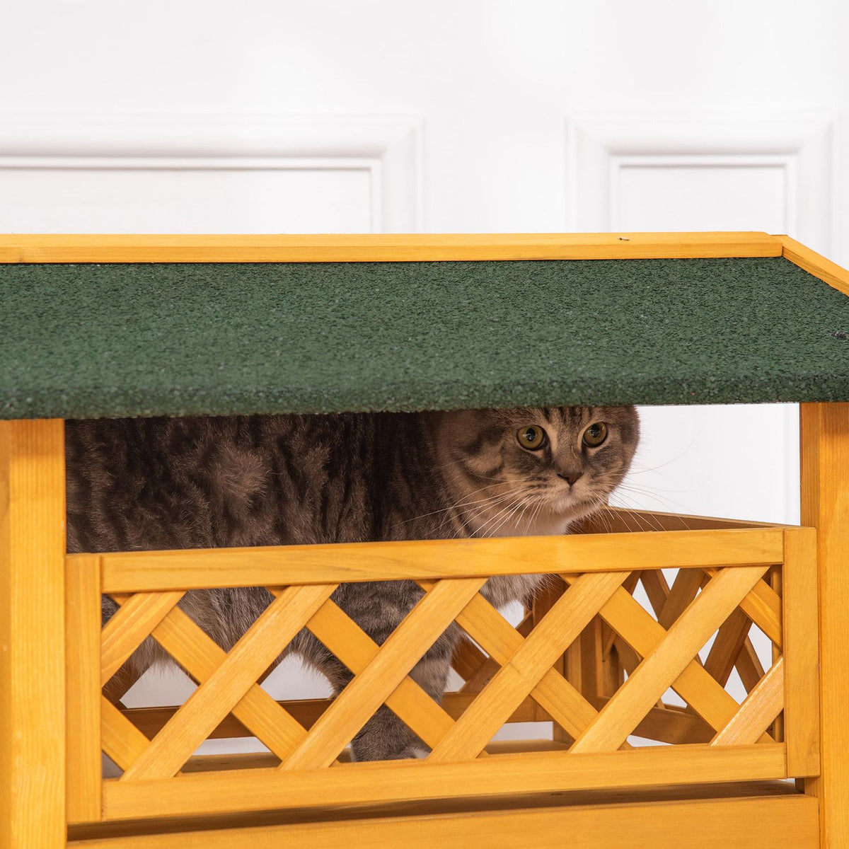 Fir Wood Small Animal House Patio Stairs Thermally Insulated Weatherproof Nature Indoor & Outdoor