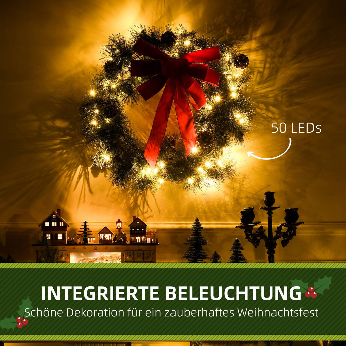 Fir Wreath Door Wreath Christmas Wreath Back With Hanging Eyelet Pe Green Ø60 X 10 Cm