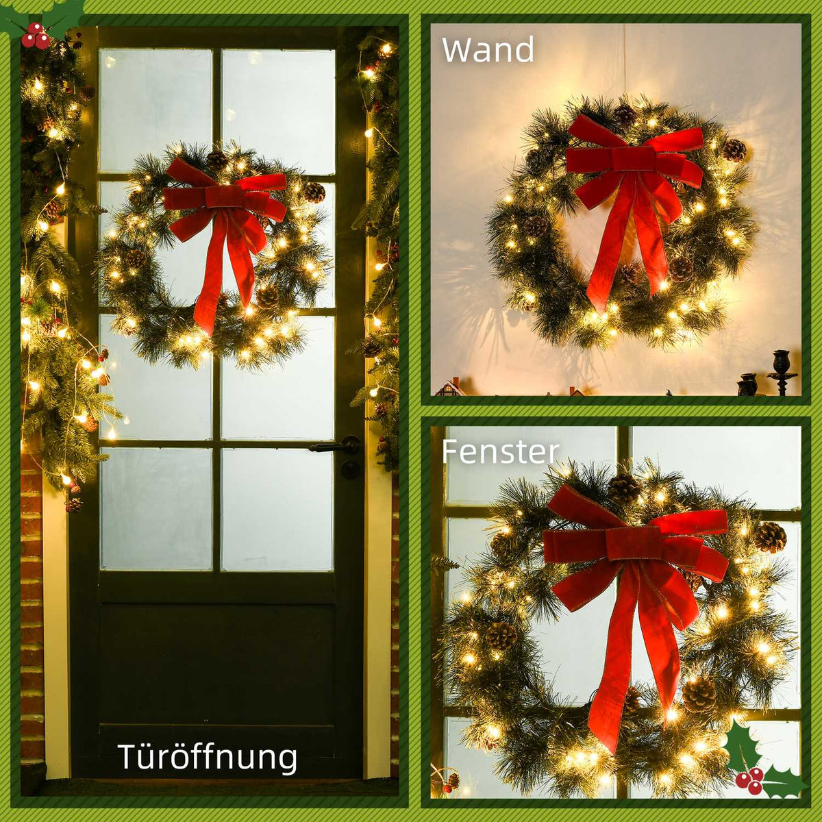 Fir Wreath Door Wreath Christmas Wreath Back With Hanging Eyelet Pe Green Ø60 X 10 Cm