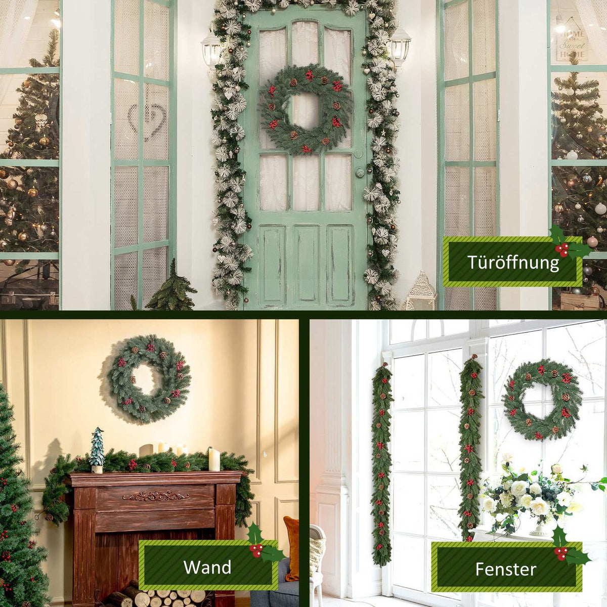 Fir Wreath, Door Wreath, Christmas Wreath, Back With Hanging Eyelet, Pe Green, Diameter 60 X 8 Cm