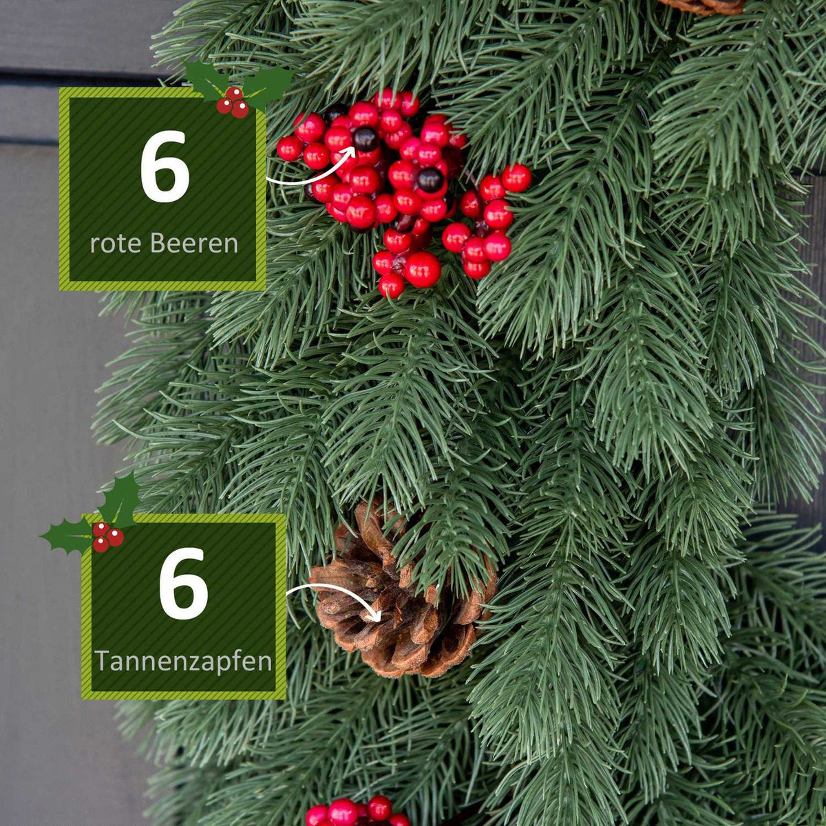 Fir Wreath, Door Wreath, Christmas Wreath, Back With Hanging Eyelet, Pe Green, Diameter 60 X 8 Cm