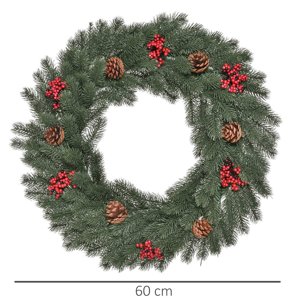 Fir Wreath, Door Wreath, Christmas Wreath, Back With Hanging Eyelet, Pe Green, Diameter 60 X 8 Cm