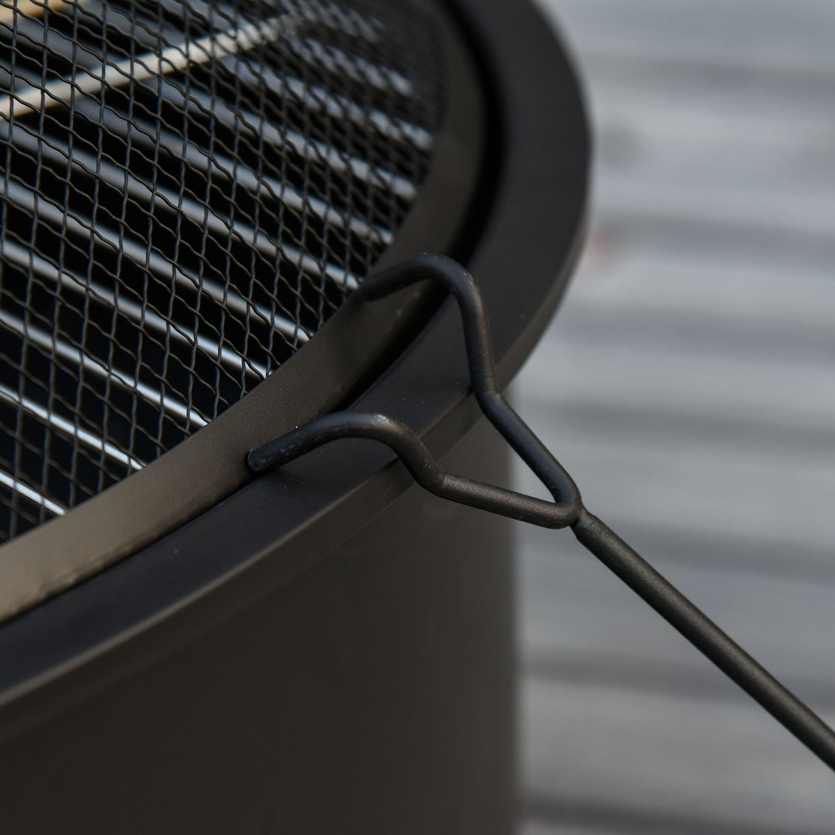 Fire Bowl 2-In-1 Fire Basket With Spark Guard & Grill Grate, Garden Bbq, Black, Ø76X49.5H Cm