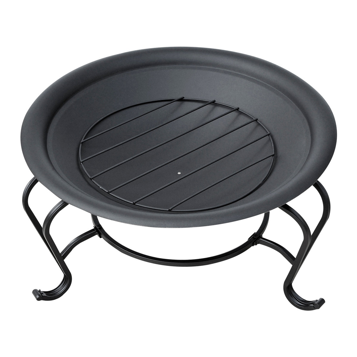Fire Bowl Fire Pit & Fire Basket For Wood, Charcoal With Spark Guard, Garden, Black, 70.5X70.5X40Cm